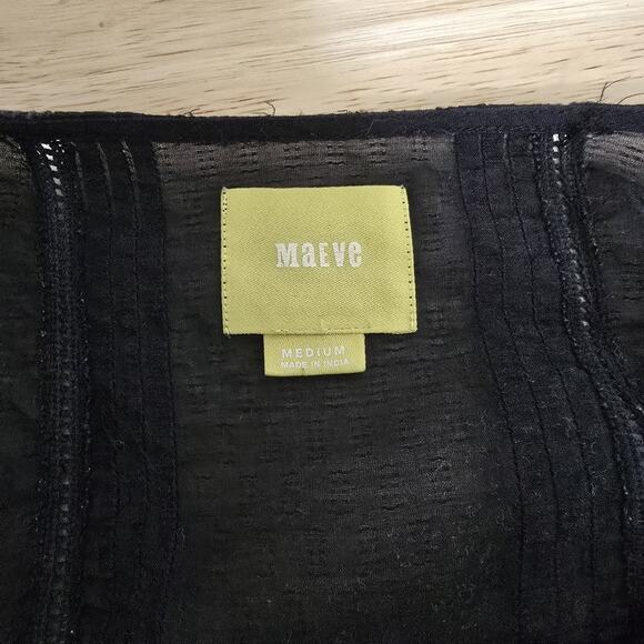 Maeve Dress Womens Medium Black Embroidered Boho Long Sleeve Tunic Flowy India‎ - Picture 3 of 8